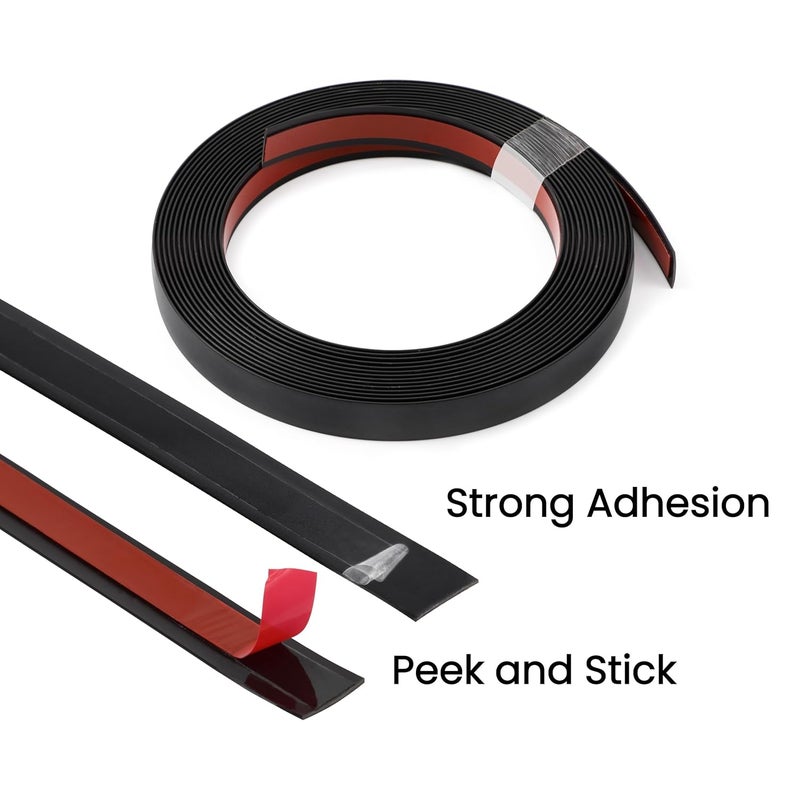 SICCOMA Black Mirror Border Peel and Stick Molding Trim Flexible Self Adhesive Wall Trim Decorative Mirror Trim for Border, Wall, Mirror, Door, Backsplash, Wardrobe, Gap Sealing (1/4 IN X 16.4 FT, Black) - Image 1